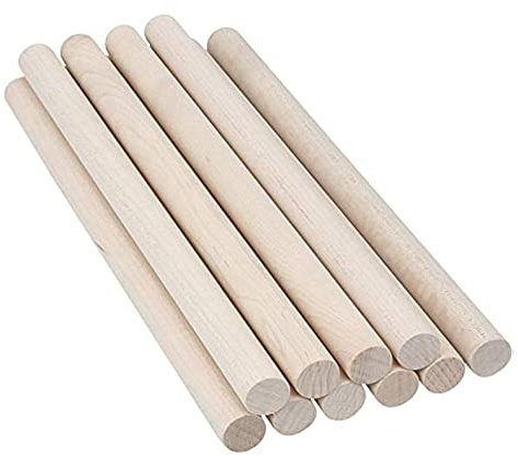 10 Baguettes en Bois, Baguettes Rondes en Bois, pour Le Bricolage, La Peinture, La Décoration De La Maison Et du Jardin.,15mm,Diameter