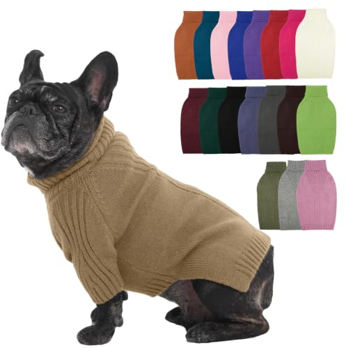 IECOii Hundepullover, Warmer Rollkragen Sweater für Kleine, Mittelgroße und Große Hunde, Winter Hundebekleidung für Katzen, Chihuahua, Französische Bulldogge, Labrador