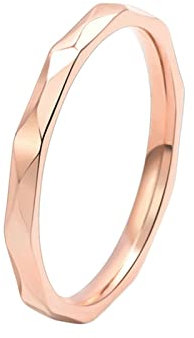 Epinki Simple Engagement Ring, 2MM Women Titanium Ring Rose Gold Rhombus Wedding Band Ring Size L 1/2