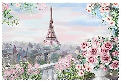 Platzsets mit Eiffelturm und Pariser Aussicht, 6 Stück, waschbar, für Esstisch, 30,5 x 45,7 cm, hitzebeständig, rutschfest, für Zuhause, Küche, Hochzeiten, Urlaub, Party-Dekoration