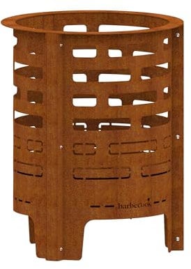 Barbecook cesto per il fuoco Jules con cassetto per la cenere in acciaio corten pre-arrugginito, cesto per il fuoco bbq all'aperto, 43x56cm
