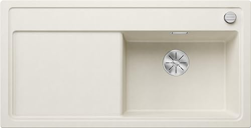 BLANCO ZENAR XL 6 S | Granitspüle aus SILGRANIT softweiß | Hauptbecken | [100x51x20,2 cm] | für 60 cm breite Unterschränke | Hauptbecken rechts | Reinigungsfreundlich | Großes Becken