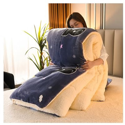 HonunG Bettdecke Winter, Schwere Gewichtsdecke, Warme Lamm Kaschmir, Dicke Winterdecke, Ohne Bezug (Blau, 150x200cm-1.75kg)