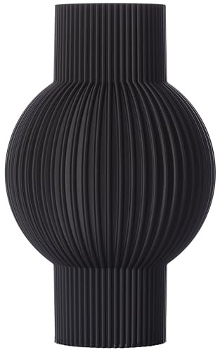 3D Vase Dekovase Bella 30cm Bodenvase Blumenvase Deko Vase Pampasgras Trockenblumen (Schwarz)