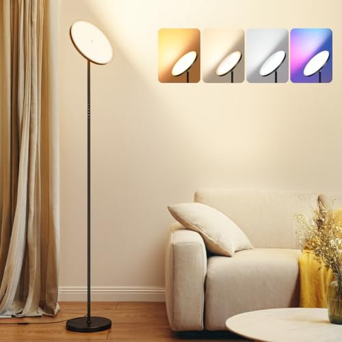 OTREN Lampada da Terra LED Dimmerabile, 36W Piantana Lampada da Terra con Telecomando e Controllo Tattile, Illuminazione Ambiente RGB per Soggiorno Camera da Letto e Ufficio