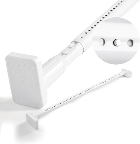 Deconovo 1 Stück Duschvorhangstange ohne Bohren Ø32mm Teleskopstange Badezimmer Gardinenstange Ausziehbar Teleskop vielseitige Vorhangstange für Fenster Duschvorhang Kleiderstange, 200-260 cm, Weiß