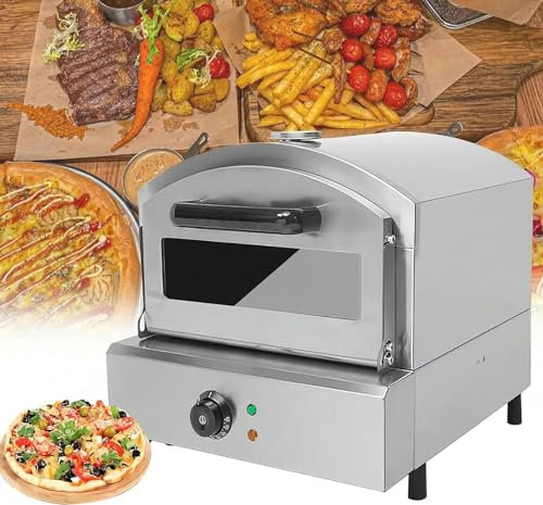 Horno de Pizza Eléctrico de 2000 W con Termómetro, Tostadora de Acero Inoxidable de 2 Capas Control de Temperatura de 350 ℃ Horno de Encimera Vidrio de Visualización Espesado Para Barbacoa Alitas