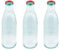 Acan Tradineur - Pack de 3 Botellas de Vidrio con Tapa roja de latón, Cierre de Rosca, Agua, Leche, Batidos, zumos, licuados de Verduras, Salsas, frigorífico - 1 litro