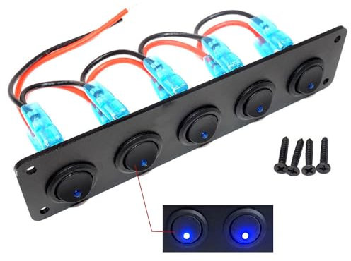 5 pannelli di controllo indipendenti per veicoli da 12 V a 24 V, auto, barca, SUV, camion, yacht, camper (pannello switch -A)