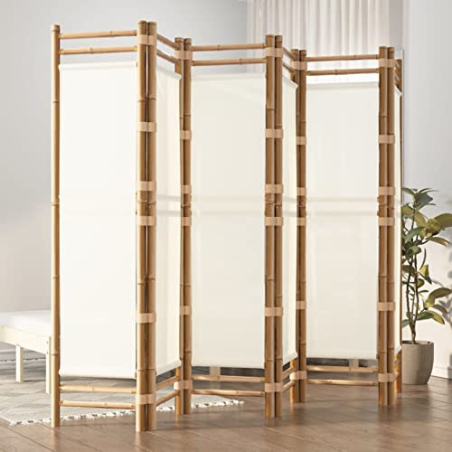 LAPOOH 6-TLG. Paravent Faltbar 240 cm Bambus und Canvas Trennwand, Paravent, Sichtschutz, Umkleidekabine, Spanische Wand, 350626