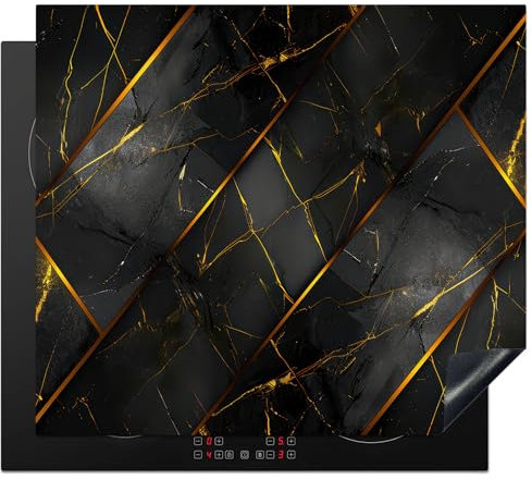 Kitchenyeah© Copri Piano Cottura 60x52 cm Tappetino Piano Piastra Induzione Proteggi Induzione Copri Fornelli Cucina Protezione Di Cottura Antigraffio Oro - Nero - Aerei