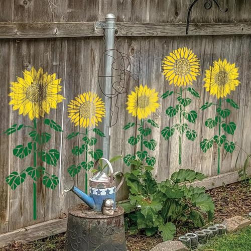 8 Pieces Large Sunflower Stencil for Painting on Wood Reusable Blooming Flower Stencils Kit Garden Fence Flower Templates for Mural Walls Crafts Canvas (Sunflower 8pcs)