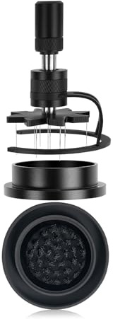 IKAPE 54 mm WDT-Werkzeug, Espressorührer, Verteilerwerkzeug, verstellbare Nadelhöhe, Kaffeerührer mit Dosiertrichter und Ständer (mit Bürste)