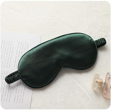 Yurosiay Seiden-Schlafmaske Verstellbar Augenmaske Augen-Schlafschutz Bio Satin Schlafbrille Augenmaske zum Schlafen Schlafbrille Augenabdeckung mit Gummibänder für Männer & Frauen Grün 2 Stück