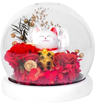 ULDIGI Boîte À Fleurs en Verre Rouge Délicat Ornement De Fleurs Immortelles Décoration Dintérieur pour Noël Et La Saint-Valentin