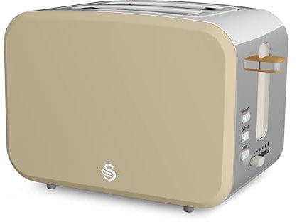 Swan ST14610OAT Nordic 2 Slice Toaster with 6 Browning Levels, Defrost/Reheat/Cancel, Removable Crumb Tray, Cord Storage, 900W, Oatmeal