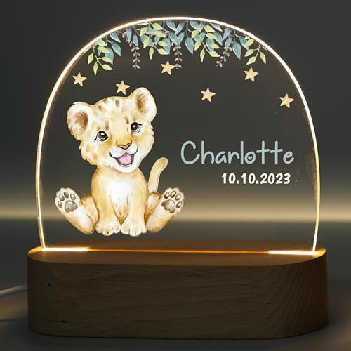 MINIHELDEN - Personalisiertes Nachtlicht Kinder, Dimmbares Nachttisch LED Lampe für Kinderzimmer Deko, Nacht-Licht Baby Geschenke für Mädchen und Jungen zur Geburt, Taufe und als Ostergeschenk