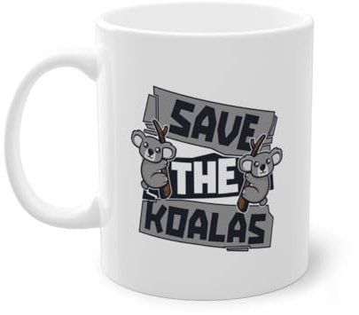 Save The Koalas Koalabär Liebhaber Kaffeetasse | Eukalyptus Phascolarctos Cinereus Koala Tasse Weiß (06200B)
