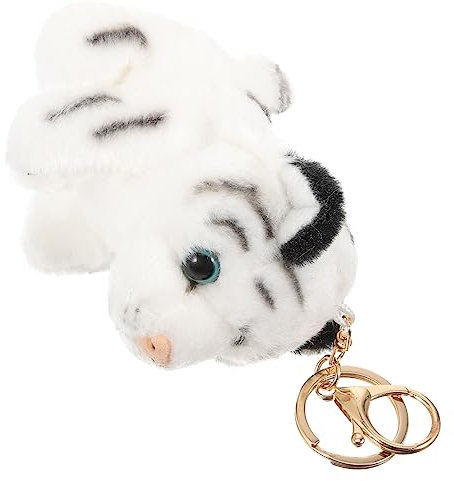 MAGICLULU Plüsch Tiger Schlüsselanhänger Weißer Tiger Ornamental Anhänger Für Taschen Rucksack Kleine Dekoration Leicht Tragbar