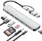 DEMKICO 8 en 1 Hub USB C con 4 Puertos USB, Lector de Tarjetas SD/TF, Conector de Auriculares de 3,5 mm, Puerto de Datos USB C, Compatible con MacBook Pro/Air/Tablet/Smartphones y más (Plateado)