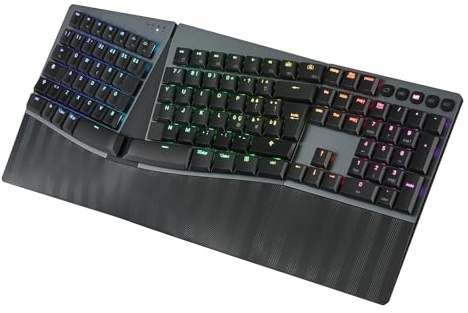 Perixx PERIBOARD-835BR Tastiera Meccanica Ergonomica Wireless RGB, Switch Marroni Profilo Basso, Multi-Dispositivo, Layout Italiano