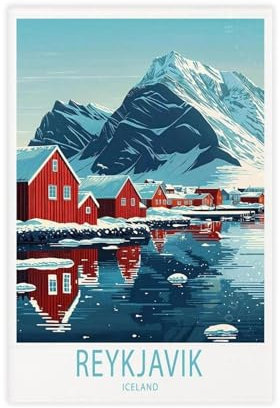 QGVBGF Reykjavik Winter-Island-Reise-Leinwand-Poster, Schlafzimmer, Dekoration, Landschaft, Büro, Raumdekoration, Geschenk, 40 x 60 cm