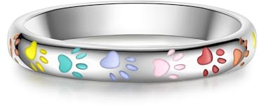 Rafaela Donata Damen Ring 925/- Sterling Silber | rhodiniert, Bandring, Pfoten, Emaille bunt