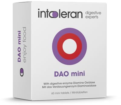 Intoleran DAO Mini Digestive Enzymes - 60 Tablets | Supplement for Histamine Intolerance & DAO Deficiency | Healthy Histamine Levels | 30,000 HDU Pure Diamine Oxidase (DAO) Enzyme | Coated