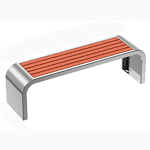 Gtzly Wetterfeste Gartenbank für den Außenbereich, Rückenfreie Parkbank mit Stahlrahmen, Korrosionsbeständigem Kunststoffholz, Stabile Sitzgelegenheit für 3–4 Personen(120x40x42cm/47x16x17in)