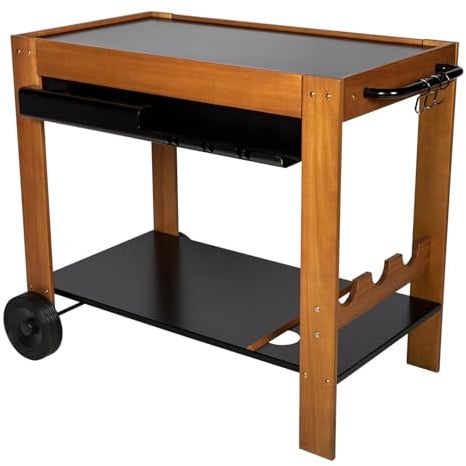Somagic Desserte Mobile Savannah pour plancha, Plateau en Acier et rangements Pratiques
