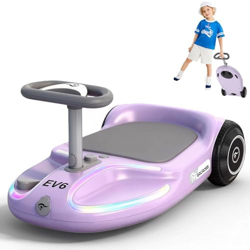 EVERCROSS EV6 Kinder Elektroauto, 4-in-1 Rutschauto mit Pedal, Wiggle Car mit 90W Motor, LED-Lichter & Bluetooth Musik, 360° Lenkung, Klappbar Kinderauto Elektrisch für Jungen & Mädchen