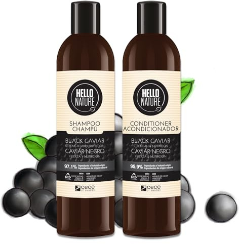 P-Beauty Naturkosmetik Black Caviar Shampoo & Conditioner Set - Luxuriöse Haarpflege mit Kaviar Extrakt - Regeneration für geschwächtes Haar - Feuchtigkeit, Glanz & Reparatur - (Set 2x300ml)