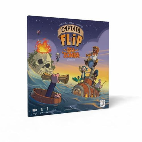 Captain Flip: Isla Bomba, Expansión de Juego de Mesa, 2-5 Jugadores, Familiar, Divertido, con Amigos, Piratas, Losetas, Tableros, Mapas, 20 min, Idioma Español y Francés, Edad +8 Años