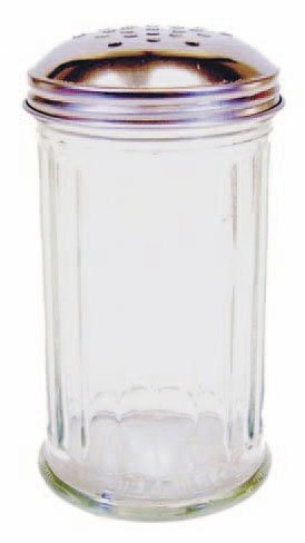 12oz Dredger Shaker Glass / Steel for Sugar Flour Cappuccino Chocolate