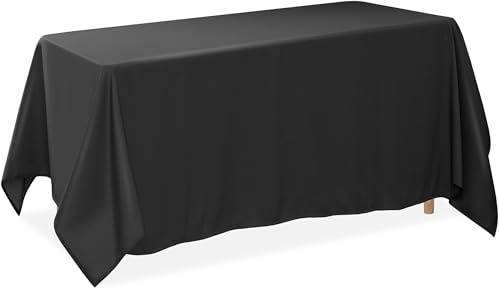 Lann's Linens - 90 x 156 Premium Tablecloth for Wedding/Banquet/Restaurant - Rectangular Polyester Fabric Table Cloth - Black