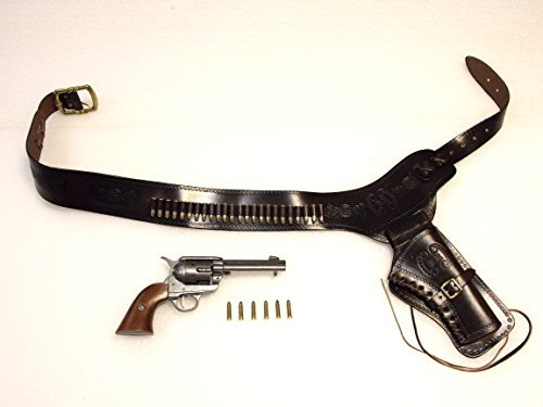 Revolvergürtel Coltgürtel Pistolengürtel mit 24 Dekopatronen aus Messing und Colt Peacemaker