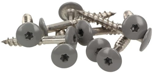 100x MEISTERLING® Fassadenschrauben INOX V4A 5,5 x 35 mm – Flachkopf Torx T20 + 1 Bit – Dunkelgrau