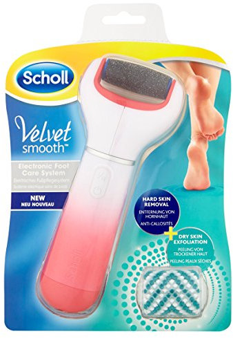 Scholl Velvet Smooth Electric Foot File with Exfoliating Refill, Pink