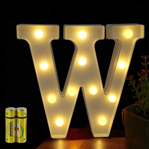 HONPHIER® Buchstaben Lichter Alphabet Lampe LED Brief Beleuchtung Buchstabe Licht Beleuchtete Buchstaben Nachtlichter Dekoration für Geburtstag Party Hochzeit Kinderzimmer (W)