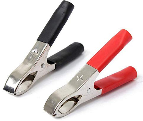 Clip a coccodrillo resistente, clip a coccodrillo isolata per circuiti elettrici grandi, 2 pezzi, rosso e nero