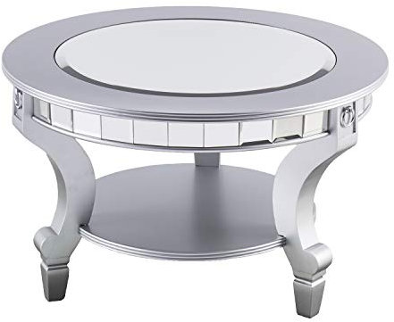 SEI Furniture Lindsay Glam Couchtisch, rund, verspiegelt, silberfarben