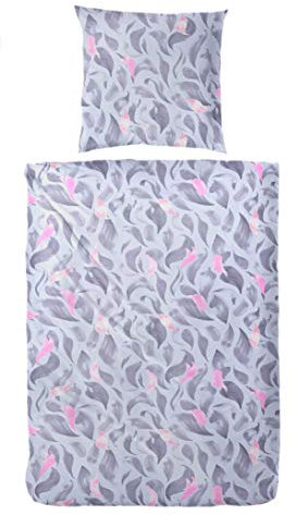 Hahn Renforce Bettwäsche Violett Rosa Grau 155x220 cm + 80x80 cm
