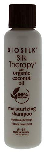 Biosilk Silk Therapy mit Bio-Kokosöl, feuchtigkeitsspendendes Shampoo für Damen und Herren, 28 ml Shampoo
