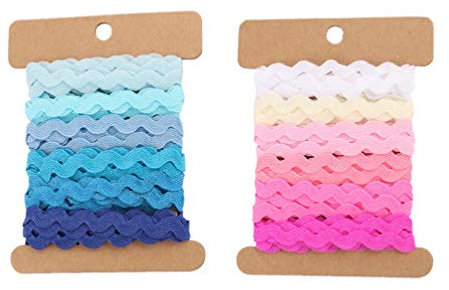 PRETYZOOM 2 Stück Rick Rack Trim Zick-Zack-Rand Band Welle Biegung Fransen Trim Band für Kleidung Kleid Nähen Blumen Machen Handwerk Lieferung 8Mm (6 Farben/STK Farbe 8 + 9)