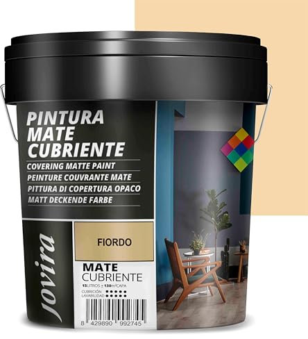 JOVIRA PINTURAS Pintura Mate Cubriente | 24 colores | Pintura interior-exterior con excelente poder cubriente. (15 Litros, Fiordo)