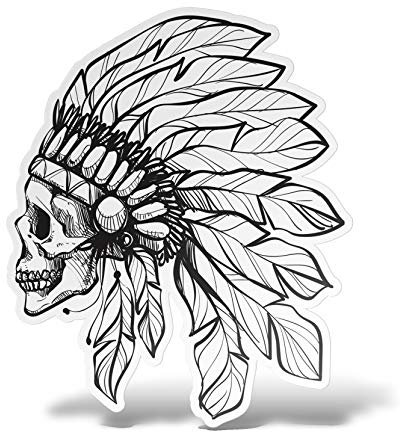 erreinge Aufkleber Schädel Gebürtiger indianischer Auf der linken Shaped Adhesive PVC für Abziehbild Tapete Auto Moto Helm Camper Laptop - 15 cm