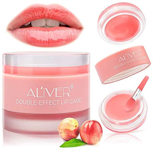 Lippenschlafmaske mit Kollagenpeptid, Pfirsichlippenpeeling-Feuchtigkeitscreme über Nacht für die Lippenhautpflege Lippenbehandlung repariert trockene,rissige, schälende Lippenmaske,Lippenbalsam