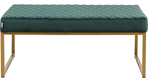 Kare Design Bank Smart Velvet, Dunkelgrün, Sitzbank, Polsterbank, Samtoptik, Stahl Gestell, 40x90x40 cm (H/B/T)