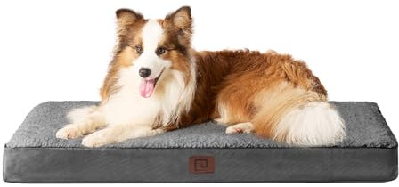 EHEYCIGA Orthopedic Extra Large Dog Bed Mattress XL with Removable Washable Cover for Crate, Grey, 104x68x9cm