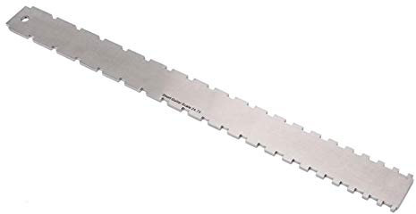 Calibro con Bordo Dritto Dentellato da 42 cm, Righello per Collo della Chitarra, Strumento Portatile in Acciaio Inox, Tastiera e Tasti per livellamento del Collo della Chitarra (Argento)